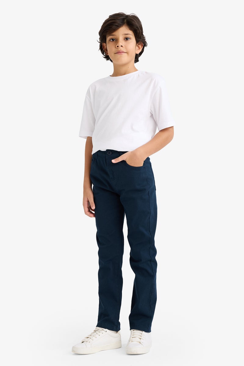 DeFacto Blue Boy Boy Straight Leg Gabardine Trousers Casual - Image 2